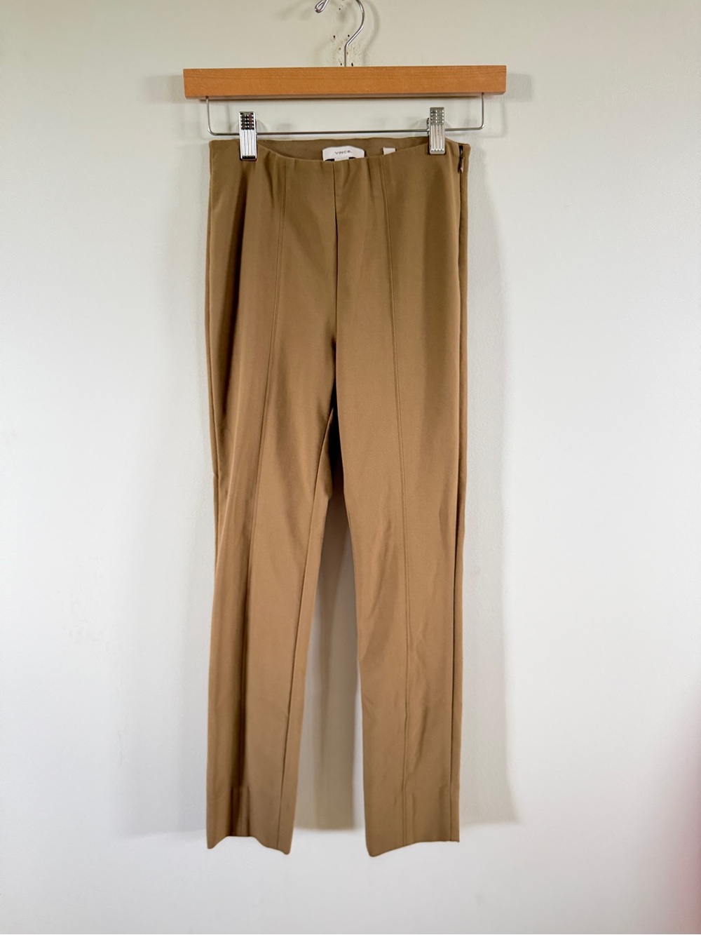 Vince womens pants trousers ponte pull on Khaki slim XS $298